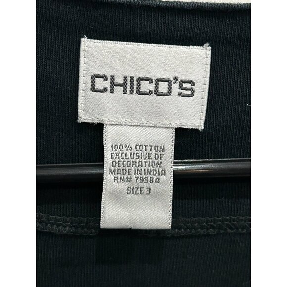 Chicos Womens Black Embellished V-Neck Long Sleeve Top Size XL - Picture 5 of 9